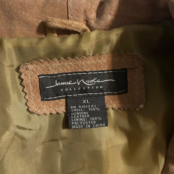 Kensie Nicole Genuine Leather Patchwork Coat XL Brown Tan - Picture 3 of 3